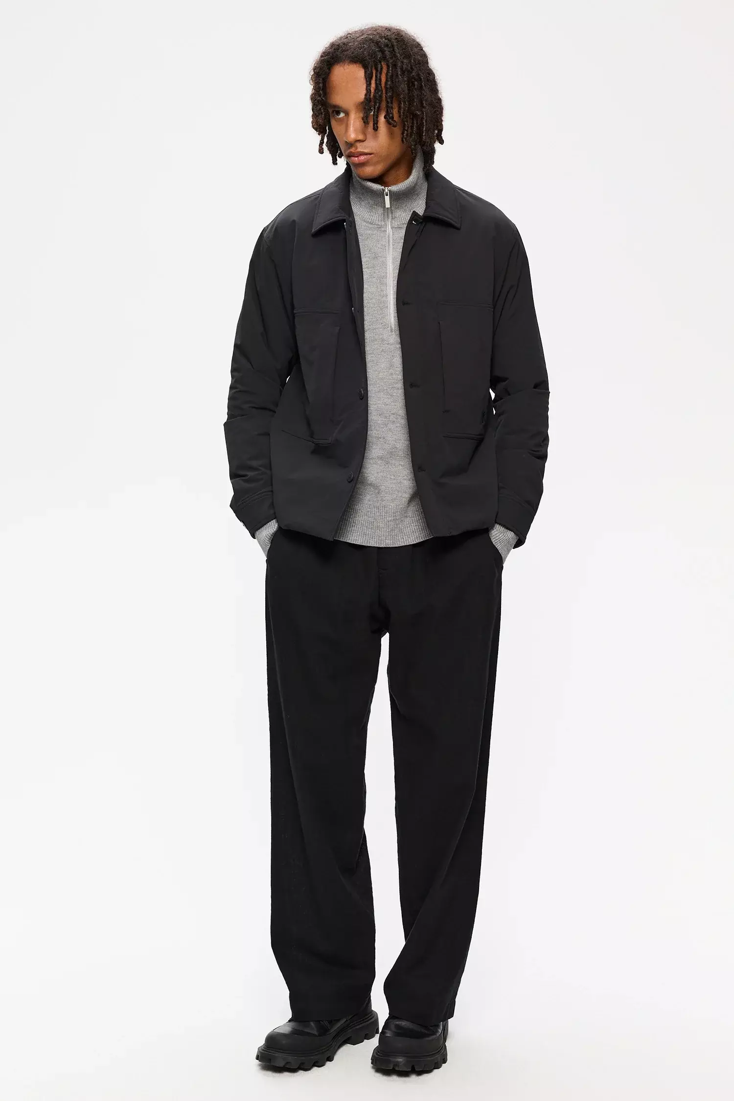 Elvine Bernt Black Nylon Stretch Jacke Herren schwarz